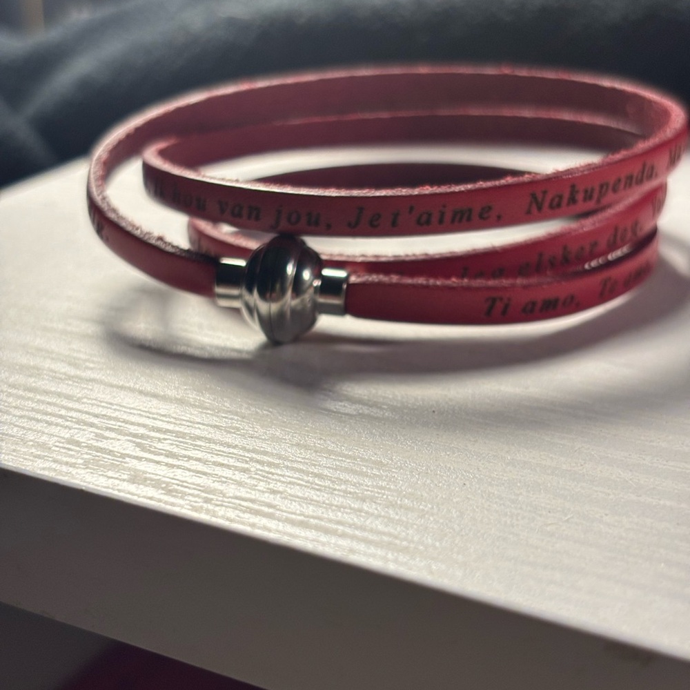 I Love You - Helzberg Diamonds Red Leather Bracelet